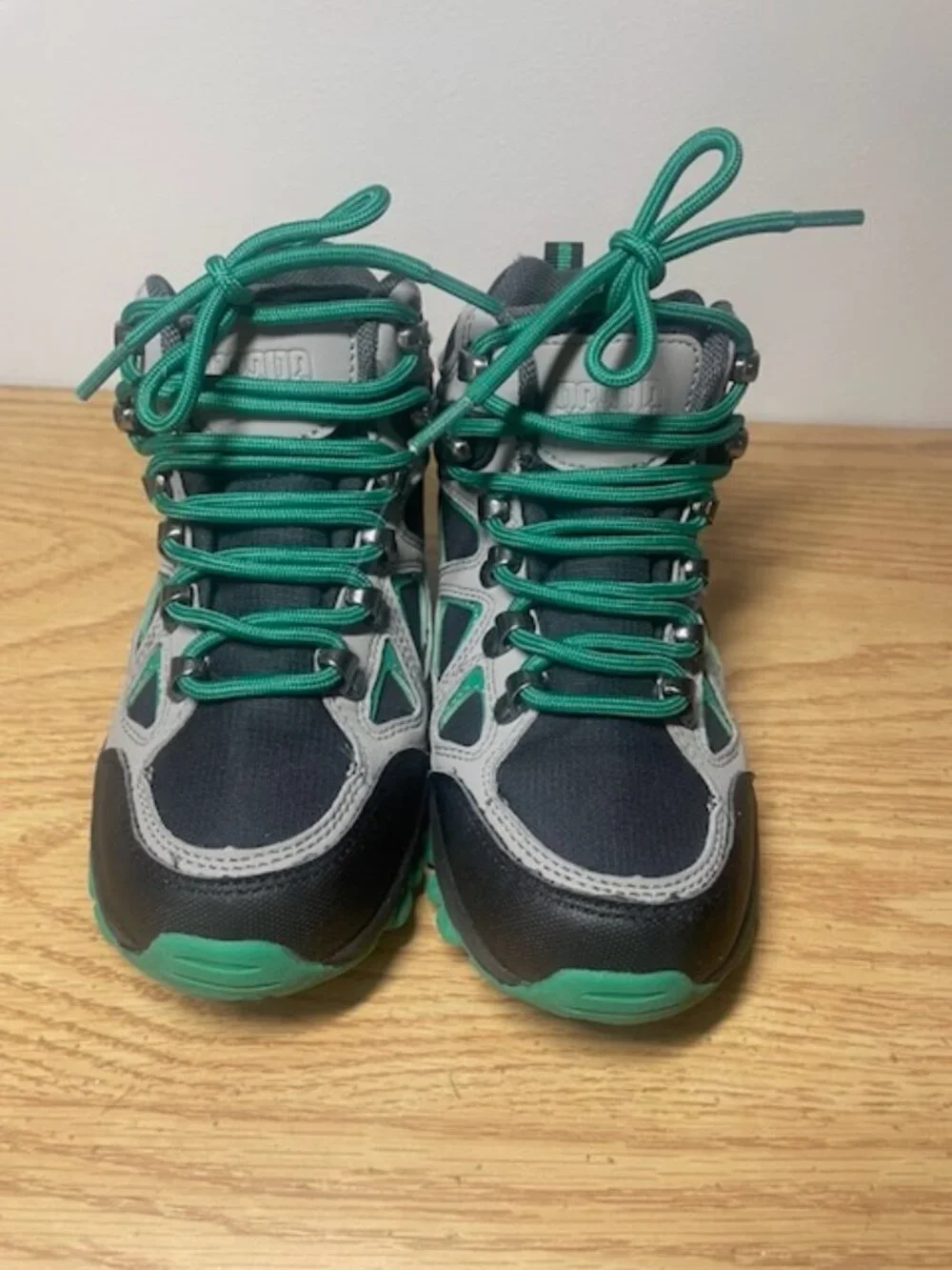 Kids Waterproof Hiking Boots Size 13 Gray Green Outdoor Shoes R Cord